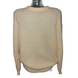 Sears Vintage Pale Yellow Knit Mens Crew Neck Cottagecore Sweater S